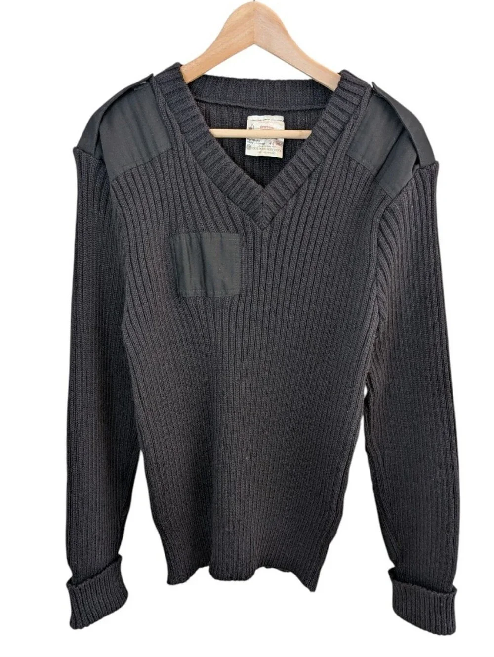 Brigade Quartermasters Woolly Pully Ribbed Sweater Black 44 (L)